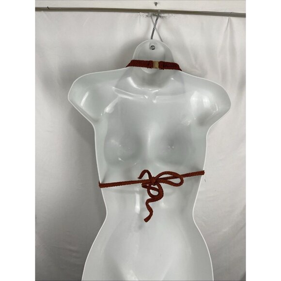 Rhythm Australia-Made Metallic & Brown Bikini Halter Top Women's Size L - Picture 5 of 13